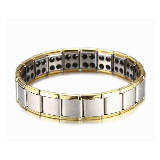 Pulsera Plateada Borde Elegante Dorado, Imanes De Equilibrio 20 Cm 50.8 Cm
