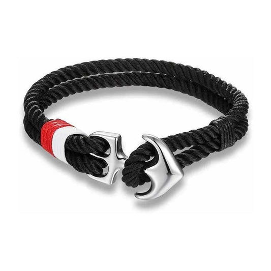 Pulsera Negra De Ancla Metálica Hombre Mujer De Alta Calidad 19 Cm 2.54 Cm