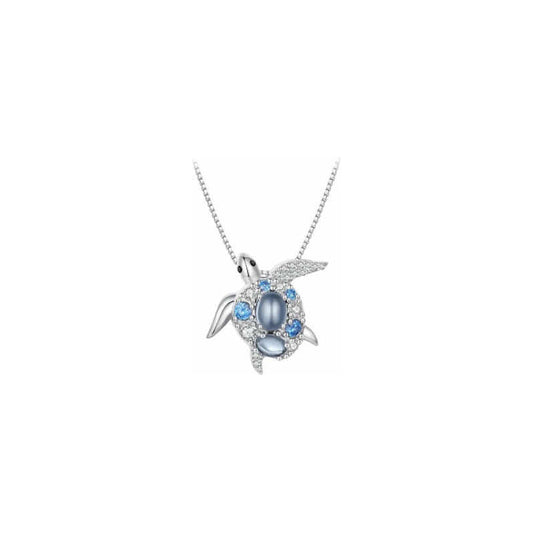Fino Collar De Plata, Tortuga De Mar Elegante Con Circonitas Plateado