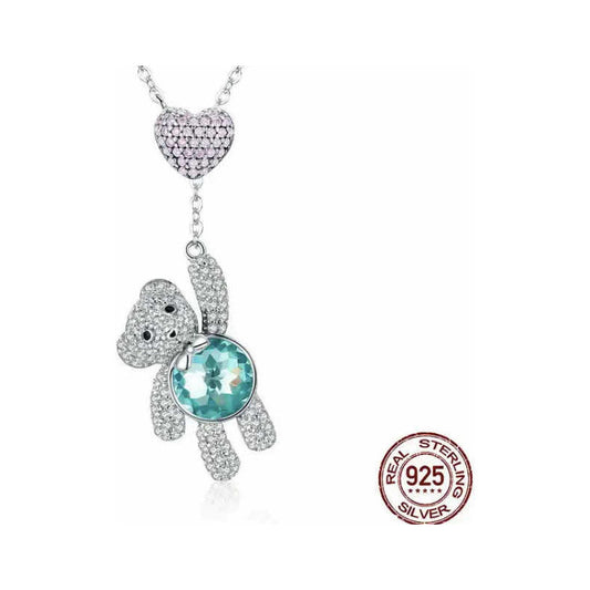 Cadenita Colgante De Osito De Peluche De Plata, Collar Oso Plateado
