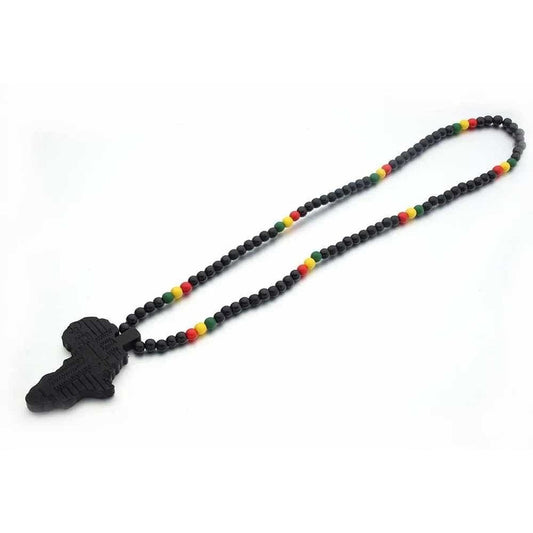 Collar Africano, Colgante Con Mapa De África, Estilo Único Negro
