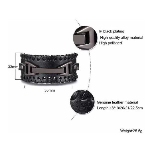 Pulsera Brazalete Punk De Cuero Y Metal Moda Muñequera Ajust 0 Mm