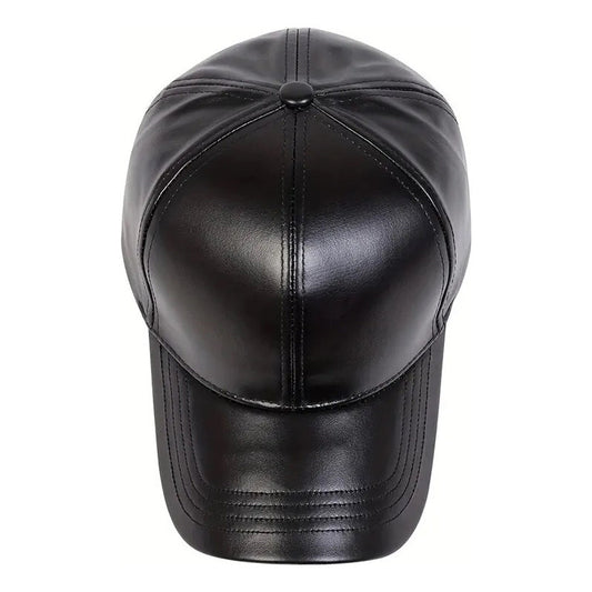 Jockey Gorro Eco Cuero Negro, Gorra Unisex Cuero Vegano Negro Talla Unica