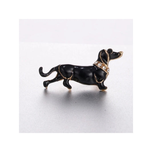 Broche Perro Salchicha Negro Prendedor Aguja Perro Salchicha Negro