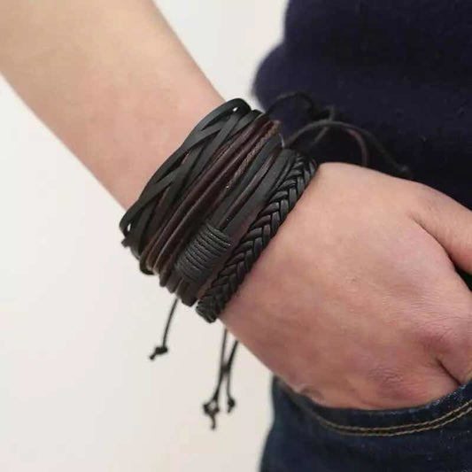 Pulsera Hombre Y Mujer De Cuero - Moda Elegante Vikingo 0 Mm
