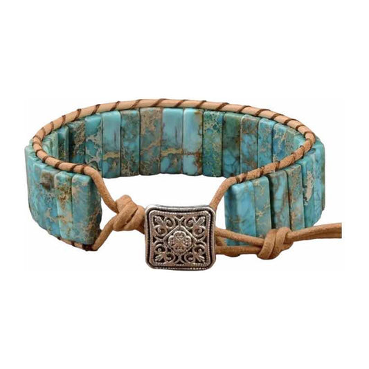 Pulsera Para Mujer, De Piedras Verdes Ajustable Turquesa 48.26 Cm