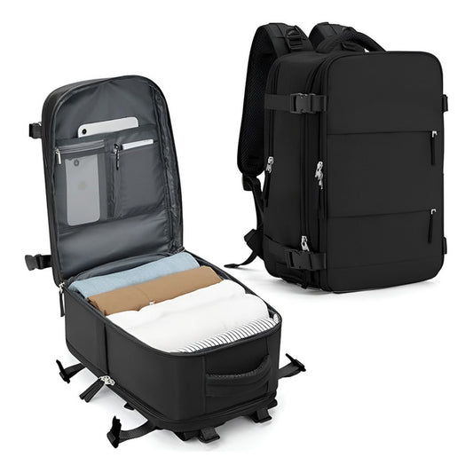 Mochila De Viaje, Mochila Cabina Avion, Mochila Minimalista Negro Liso