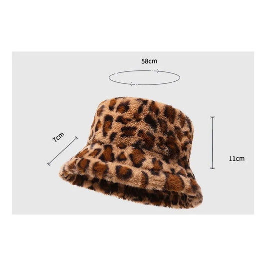 Sombrero Invierno Modelo Leopardo, Gorro Animal Print Bucket Beige Talla Estándar
