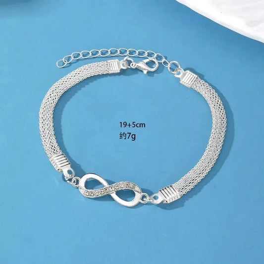 Pulsera Plateada Modelo Del Infinito Femenino Elegante Plateado 19 Cm 48.26 Cm