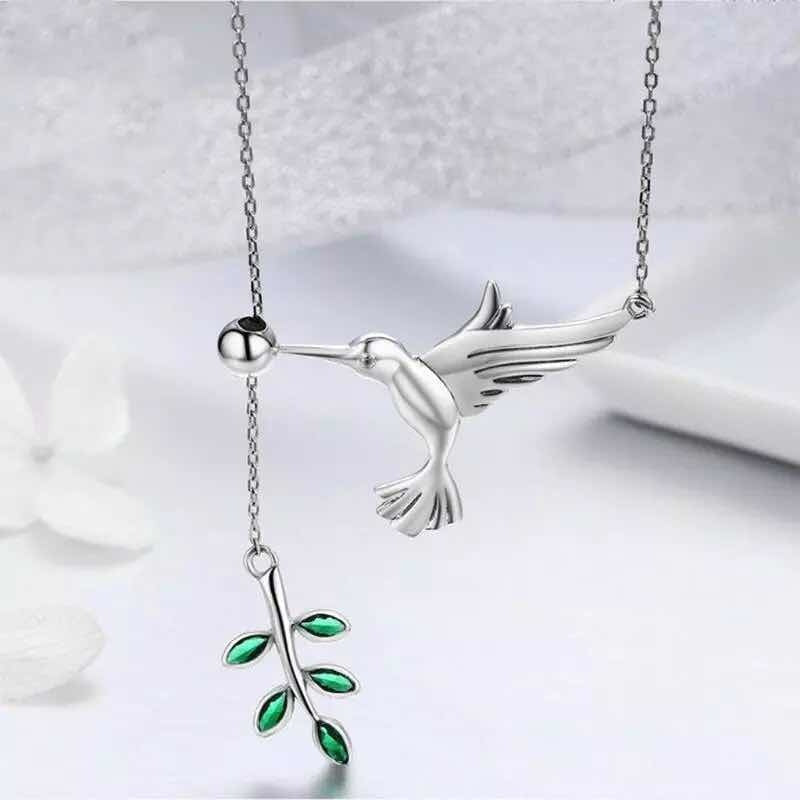 Collar De Plata Ley 925 - Fina Gargantilla De Colibrí Joya Plateado