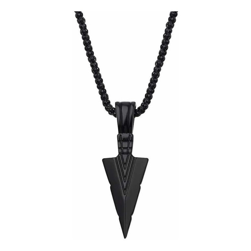 Collar Negro Con Punta De Flecha Negro Y Con Estilo Rockero Negro