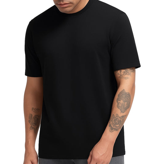 Polera Hombre 100% Algodon Manga Corta Negro Xl