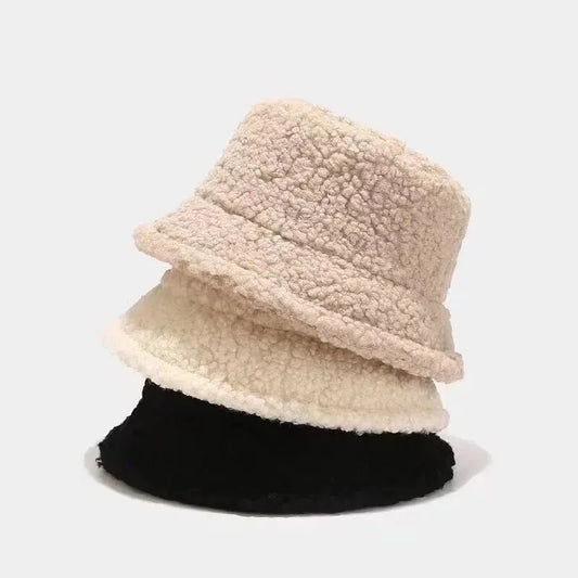 Gorro Femenino Modelo Corderito Cubo, Grueso Y Abrigado Beige Estandar