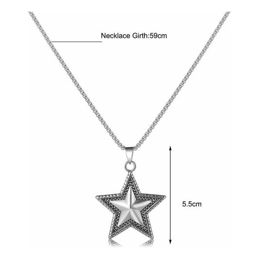 Collar Estrella Robusto Rockero, Collar Estrella Grande Plateado