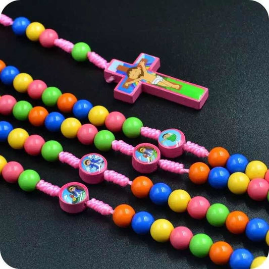 Collar Rosario Para Niños Colgante Jesus Moda Religiosa