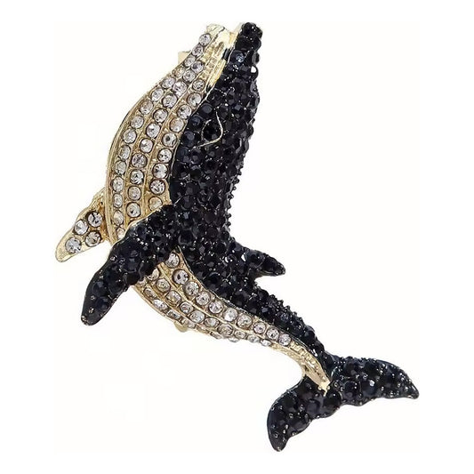 Broche Prendedor Ballena Glam, Accesorio Fino Negro