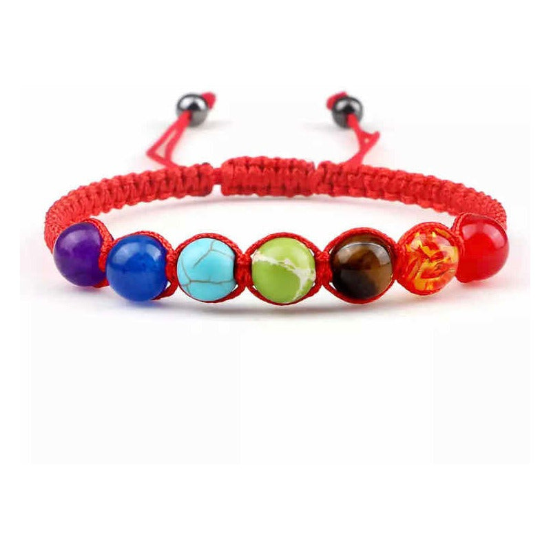 Pulsera Roja De Los 7 Chakras Piedras Amuleto Energía 48.26 Cm
