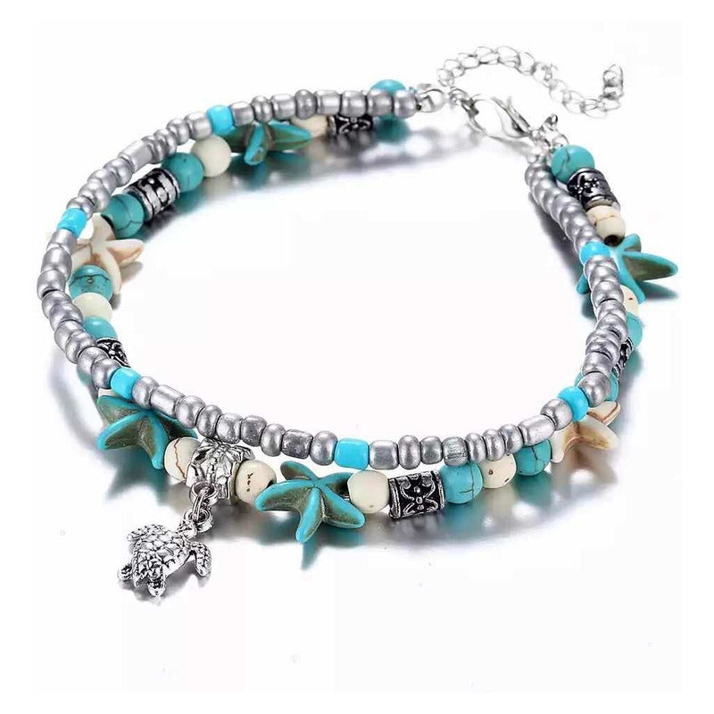 Pulsera Mujer Brazalete Femenino Conchitas Y Tortuga Moda 0 Mm