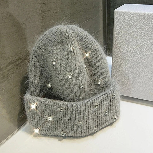 Gorro Lana Femenino, Modelo Lana Color Diamante, Gorro Moda Gris Talla Estándar
