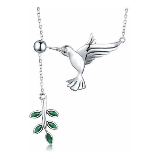 Collar De Plata Ley 925 - Fina Gargantilla De Colibrí Joya Plateado