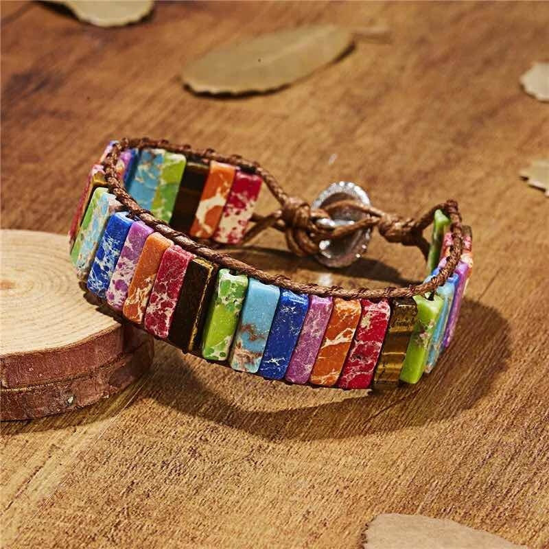 Pulsera Brazalete Piedras Naturales Chakras  Moda Natural 18 Cm 0 Mm