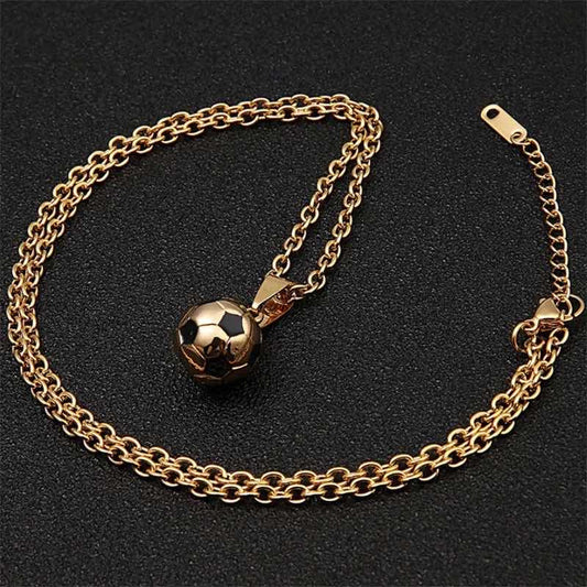 Collar Cadena De Pelota De Futbol, Para Niños Y Adultos Dorado