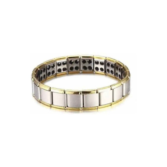 Pulsera Plateada Borde Elegante Dorado, Imanes De Equilibrio 20 Cm 50.8 Cm