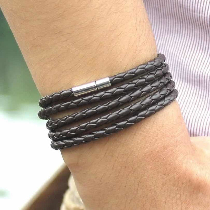 Pulsera Larga De Cuero Elegante De Moda Hombre Y Mujer
