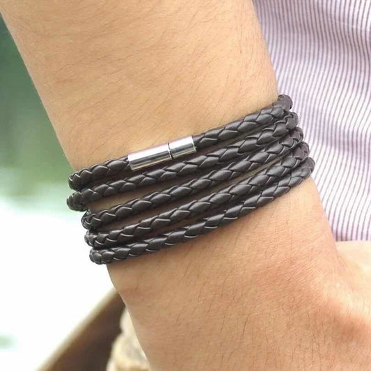 Pulsera Larga De Cuero Elegante De Moda Hombre Y Mujer