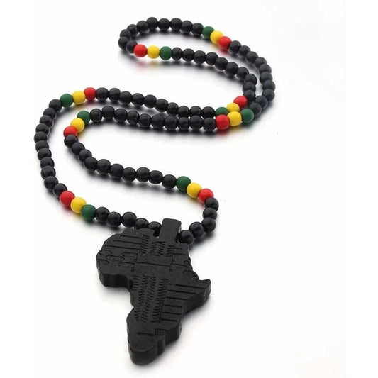 Collar Africano, Colgante Con Mapa De África, Estilo Único Negro