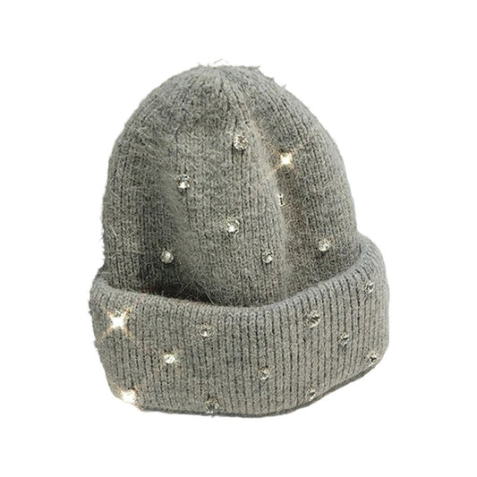Gorro Lana Femenino, Modelo Lana Color Diamante, Gorro Moda Gris Talla Estándar