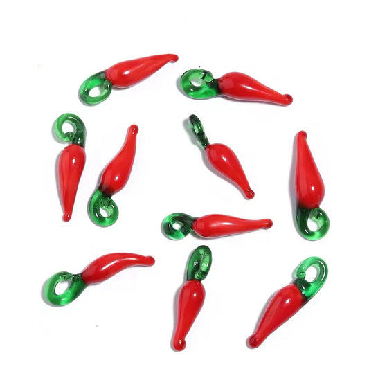 Pack 5 Dijes De Aji Para Collar,  Dijes Para Collares Rojo
