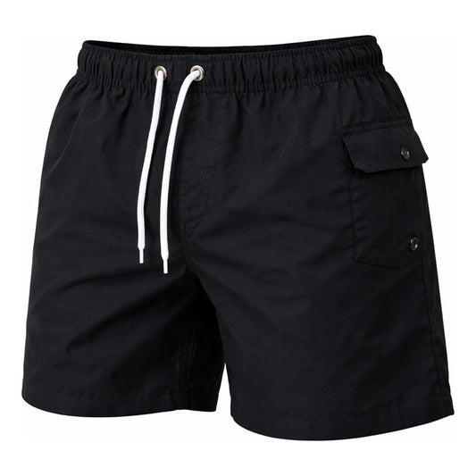 Short De Baño Negro Para Hombre, Estilo Dominante Negro Liso M