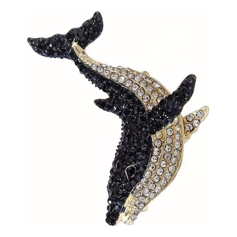 Broche Prendedor Ballena Glam, Accesorio Fino Negro