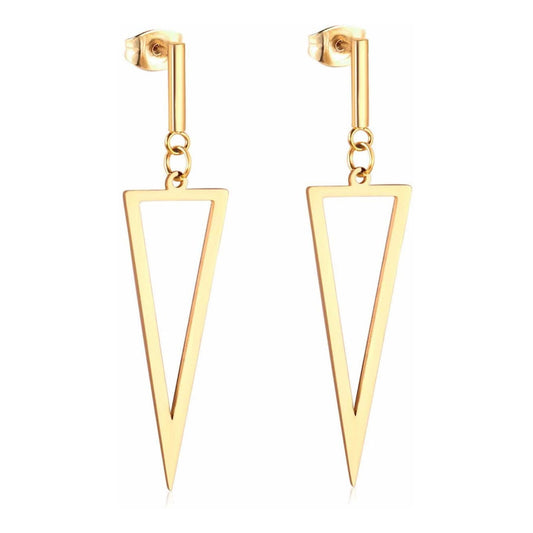 Aros Femeninos Geométricos Triangulares Elegantes Dorado