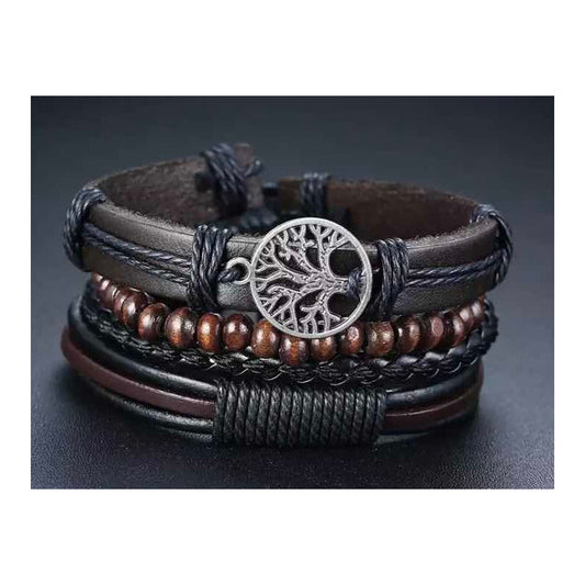 Pulsera Árbol De La Vida, Brazalete Ajustable Cuero Eco 21 Cm 2.54 Cm
