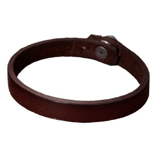 Pulsera De Cuero Cafe, Modelo Huaso , Brazalete Café 21 Cm