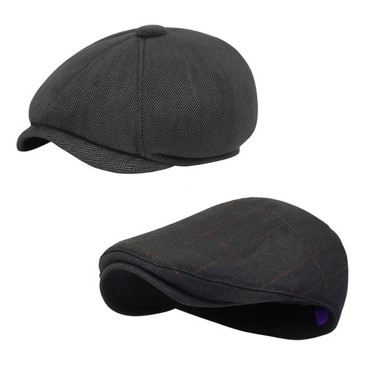 Pack X 2, Boina Americana + Boina Inglesa Negro Estandar Liso