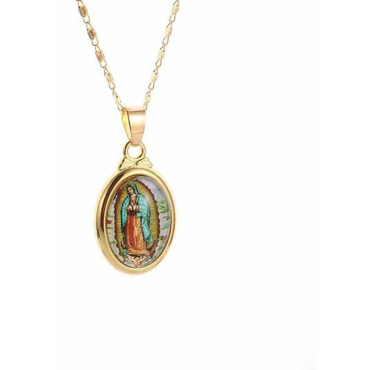 Cadena Colgante Religiosa Collar Religioso Virgen Maria Dorado