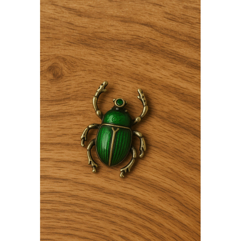 Broche Escarabajo Verde Metálico Vintageestilo Egipcio Verde Oscuro