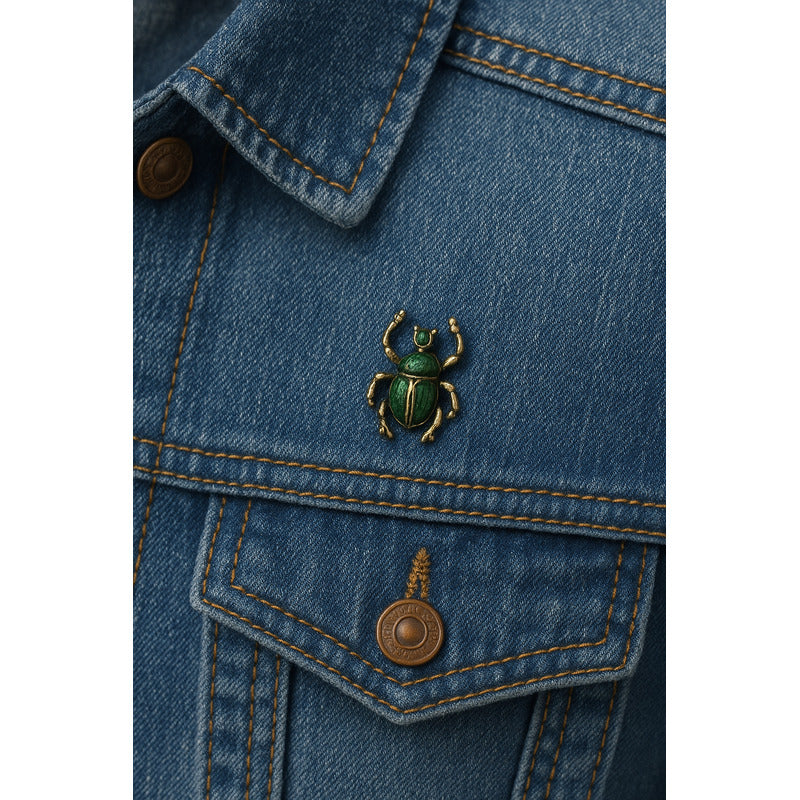 Broche Escarabajo Verde Metálico Vintageestilo Egipcio Verde Oscuro