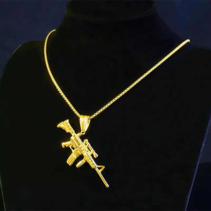 Colgante Forma De Arma - Collar Dorado Colgante Dorado