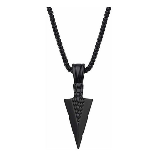 Collar Negro Con Punta De Flecha  Negro Y Con Estilo Rockero Negro