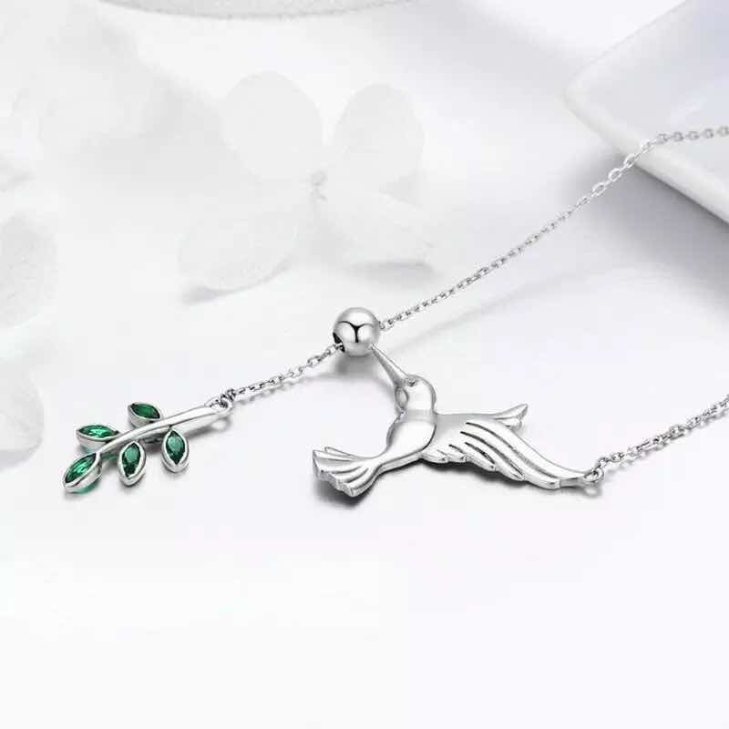 Collar De Plata Ley 925 - Fina Gargantilla De Colibrí Joya Plateado