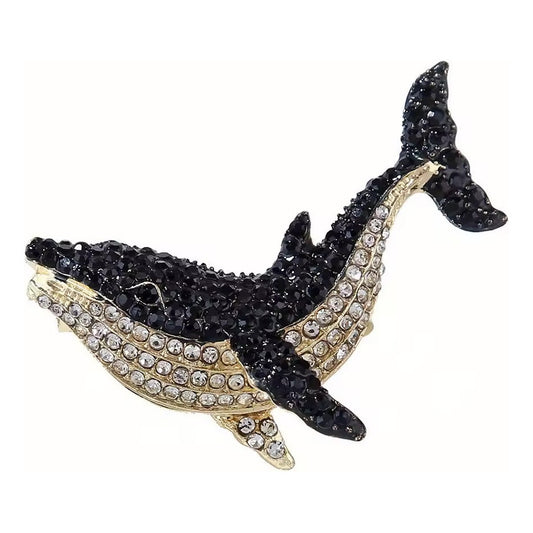 Broche Prendedor Ballena Glam, Accesorio Fino Negro