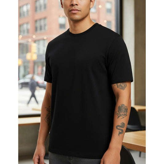 Polera Hombre 100% Algodon Manga Corta Negro Xl