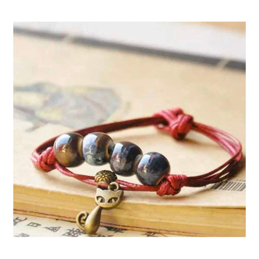 Pulsera Brazalete Cerámicas Preciosas Moda Mística Gatos Cat 0 Mm