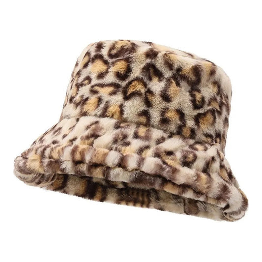 Sombrero Invierno Modelo Leopardo, Gorro Animal Print Bucket Beige Talla Estándar