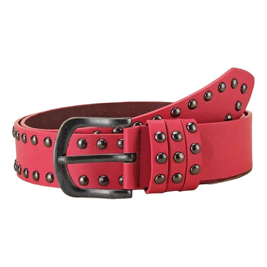 Cinturón Rojo Femenino De Cuero Ecológico, Moderno Y Juvenil Rojo Lisa Único