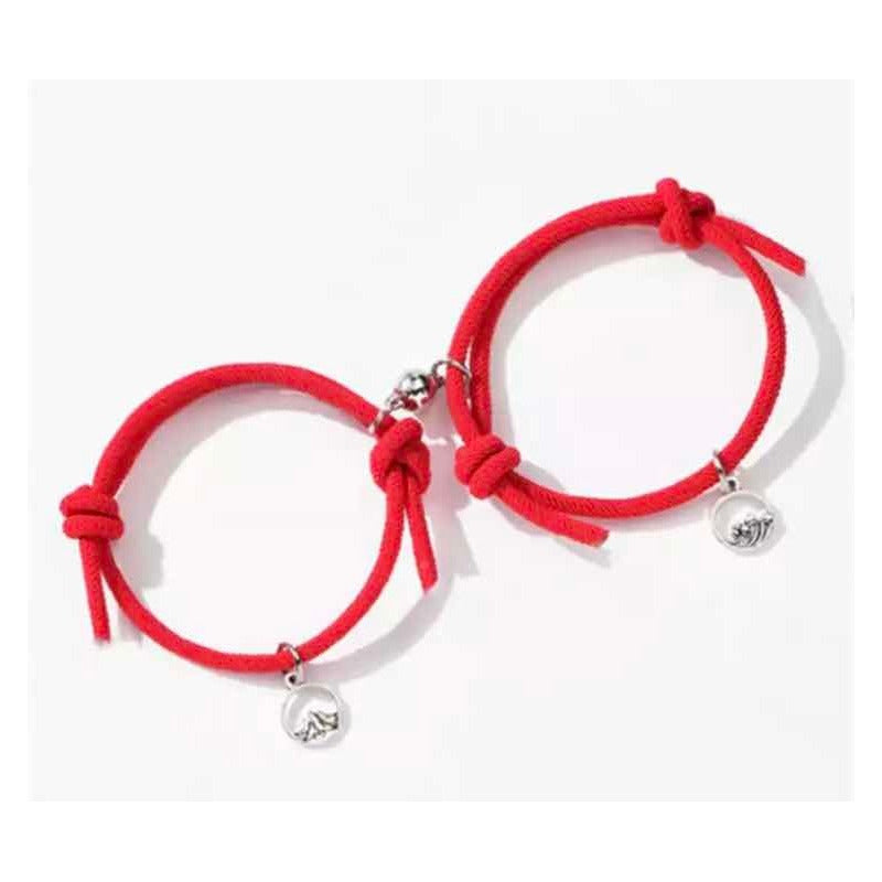 Pulsera Doble Con Iman Hilo Rojo Pareja Aniversario Novios 0 Cm 2.54 Cm